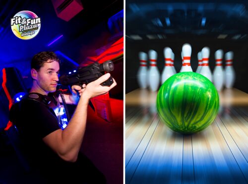 1 uur bowlen + 1 sessie lasergamen bij Fit & Fun Plaza